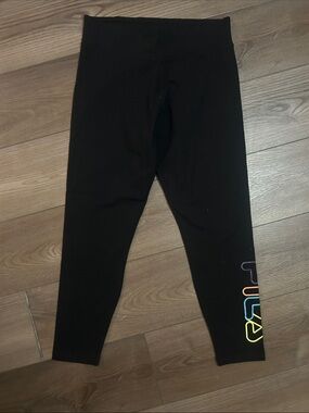 Black Leggings with Multicolor Logo Accent